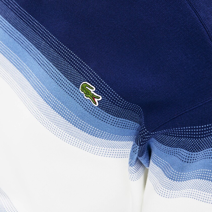 Men's Lacoste Navy Blue / Blue / White Sweaters Made In France Degraded Cotton Crew Neck KV1-83268N9