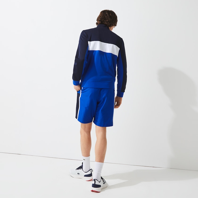 Men's Lacoste Navy Blue / Blue / White / Blue Sweatshirts SPORT Resistant Colourblock Piqué Zip UU2-12111C4
