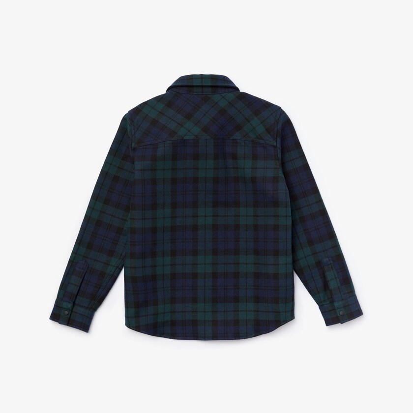 Kids' Lacoste Navy Blue / Green Shirts Classic Fit Checked Cotton Flannel RJ7-37553G1