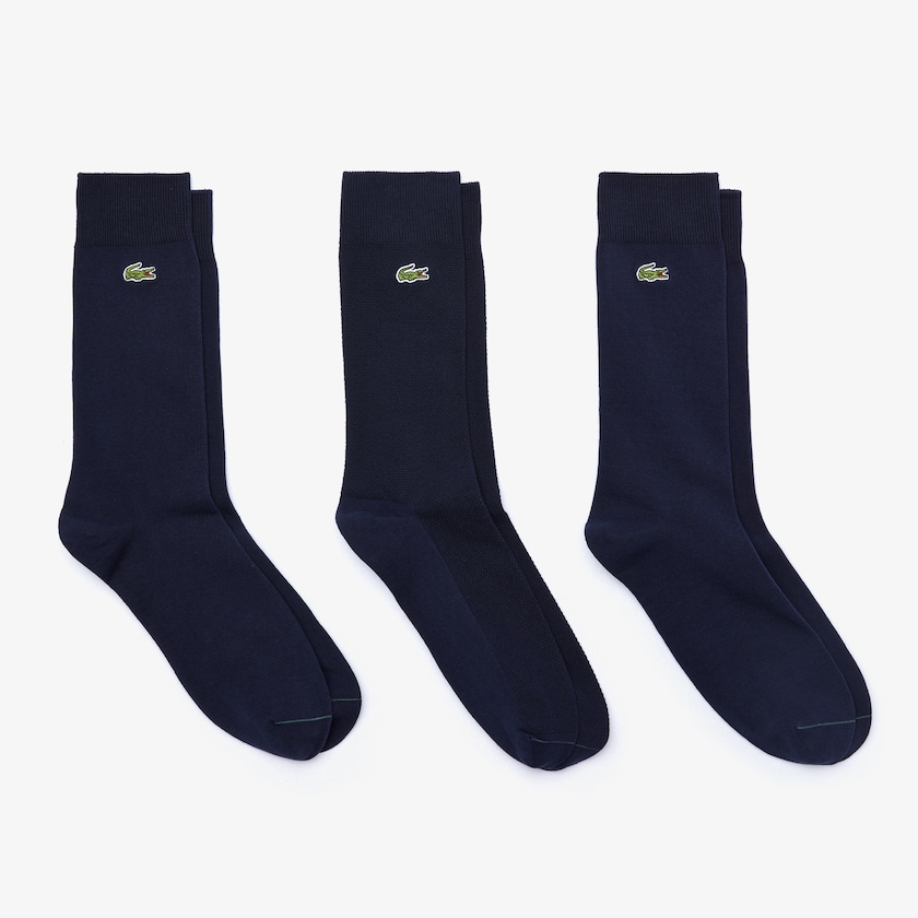 Men's Lacoste Navy Blue / Green Socks Cotton Blend 3-Pack KY9-38083S1