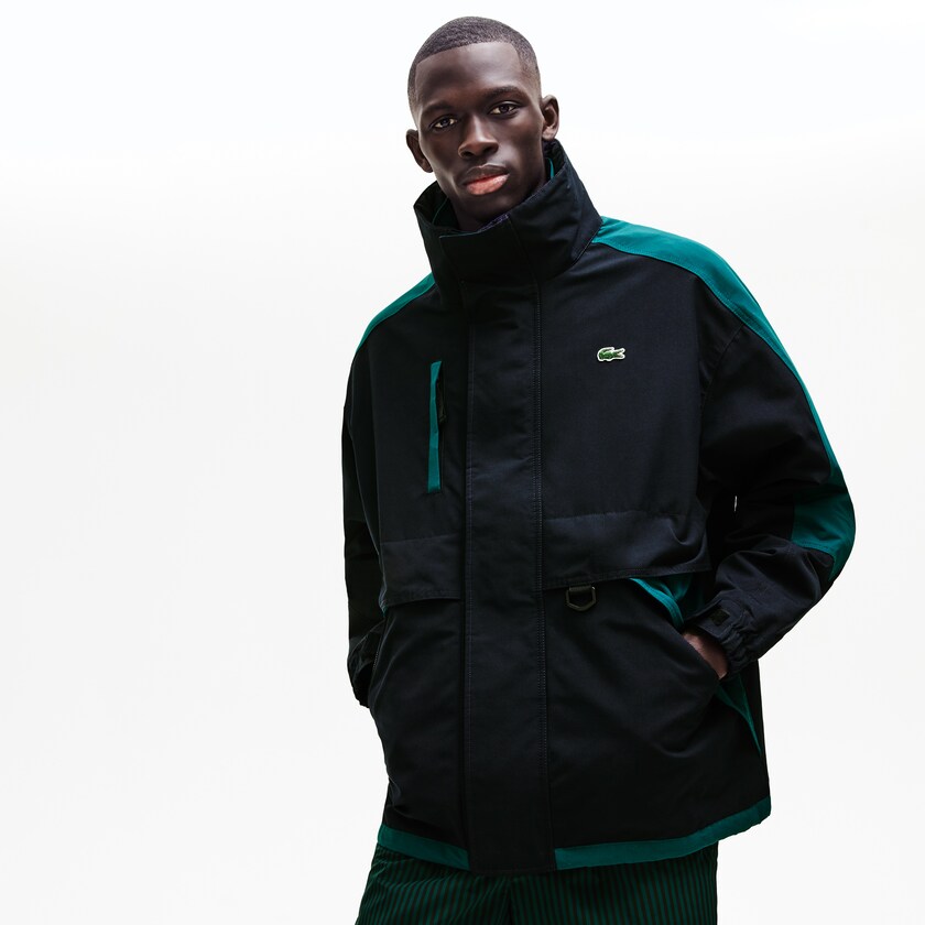 Men's Lacoste Navy Blue / Green Parka Jackets LIVE Color-Block LG4-54565L0