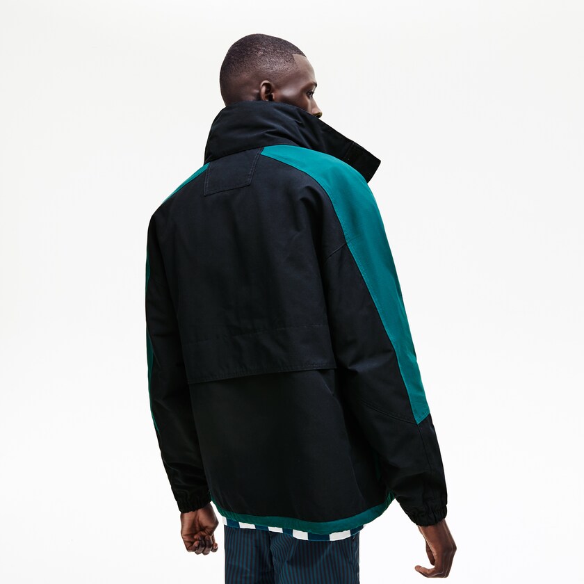 Men's Lacoste Navy Blue / Green Parka Jackets LIVE Color-Block LG4-54565L0