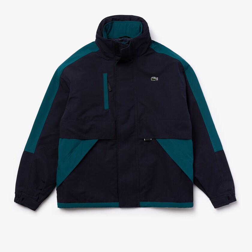 Men's Lacoste Navy Blue / Green Parka Jackets LIVE Color-Block LG4-54565L0