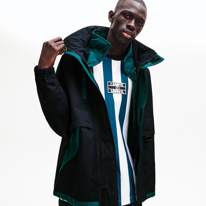 Men's Lacoste Navy Blue / Green Parka Jackets LIVE Color-Block LG4-54565L0