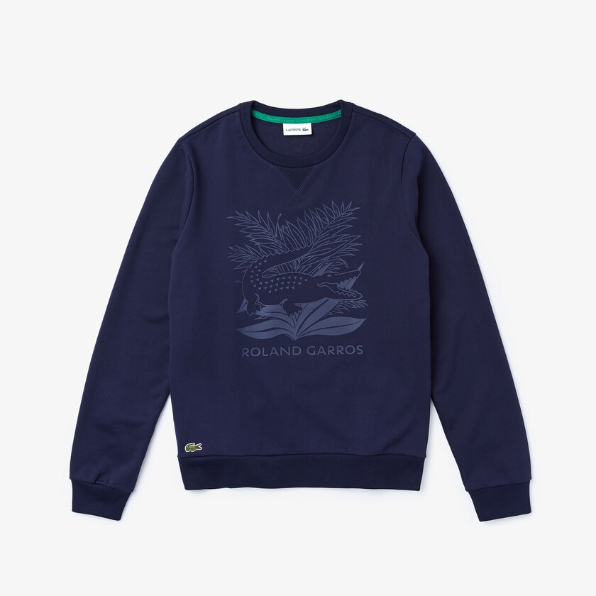 Men's Lacoste Navy Blue / Green Sweatshirts SPORT Roland Garros Plant Print BQ6-97279M7