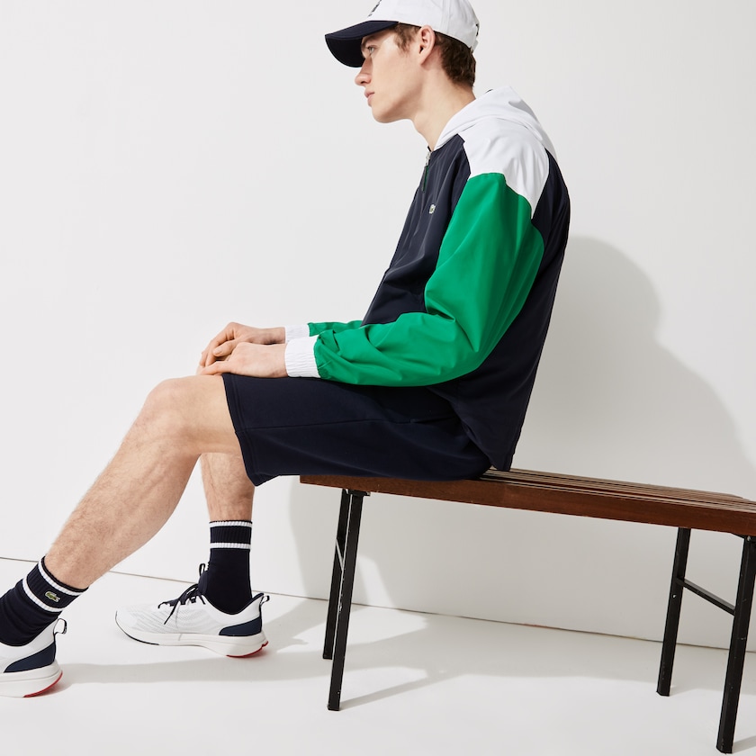 Men's Lacoste Navy Blue / Green / White Windbreaker SPORT Roland Garros Zip-Up VD9-69486K3