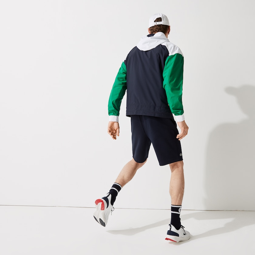 Men's Lacoste Navy Blue / Green / White Windbreaker SPORT Roland Garros Zip-Up VD9-69486K3