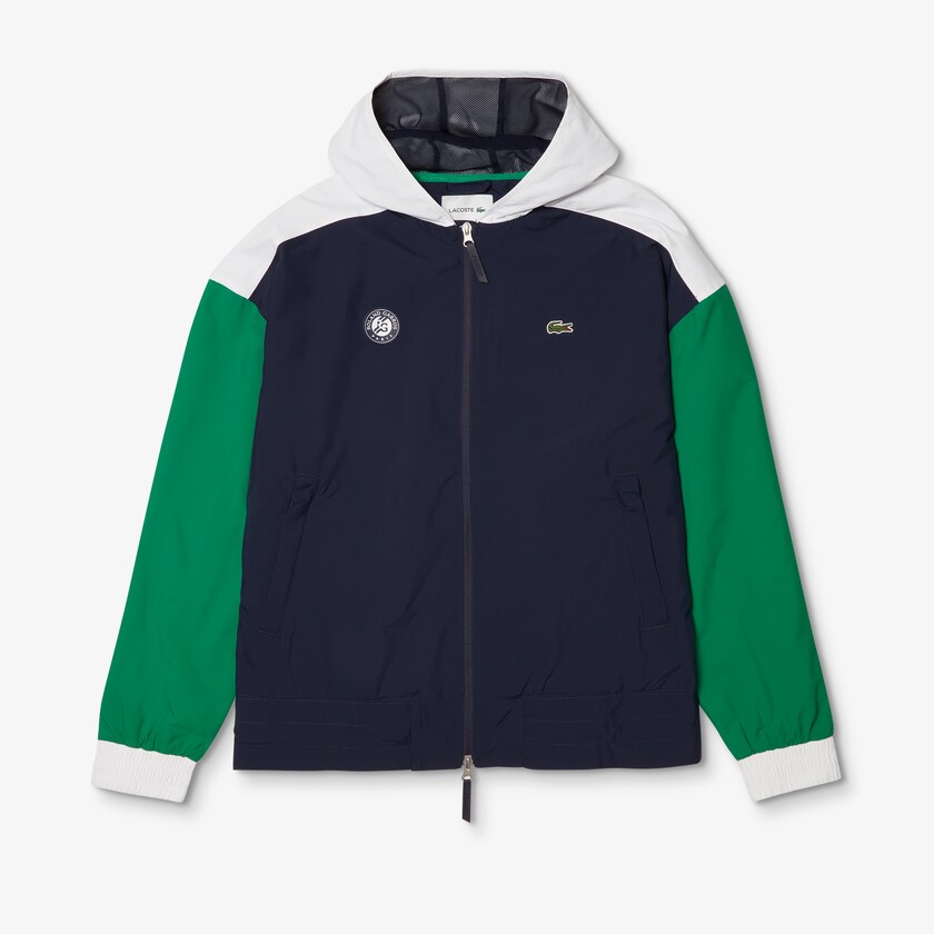 Men's Lacoste Navy Blue / Green / White Windbreaker SPORT Roland Garros Zip-Up VD9-69486K3