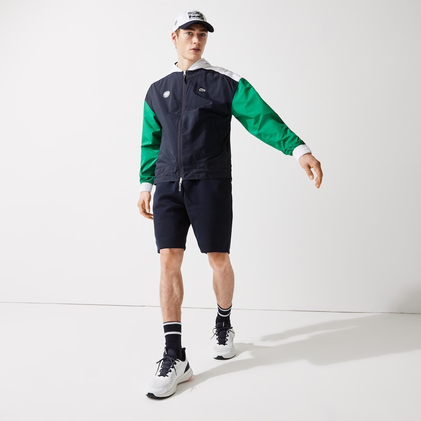 Men's Lacoste Navy Blue / Green / White Windbreaker SPORT Roland Garros Zip-Up VD9-69486K3