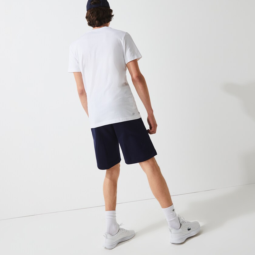 Men's Lacoste Navy Blue / Green / White Shorts SPORT Roland Garros Cotton Fleece EH5-49704R0