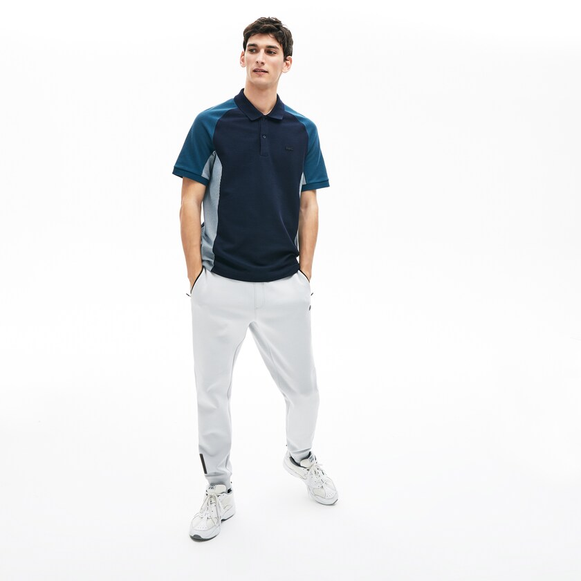 Men's Lacoste Navy Blue / Grey / Navy Blue Shirts Colorblock Piqué Polo SL7-56205E0
