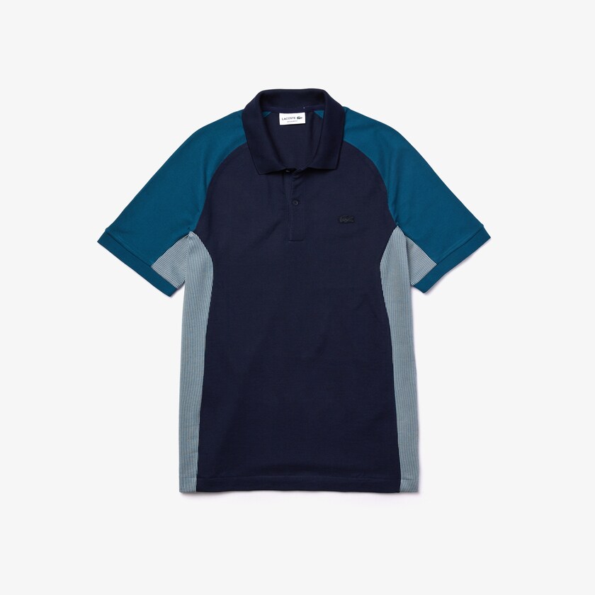 Men's Lacoste Navy Blue / Grey / Navy Blue Shirts Colorblock Piqué Polo SL7-56205E0