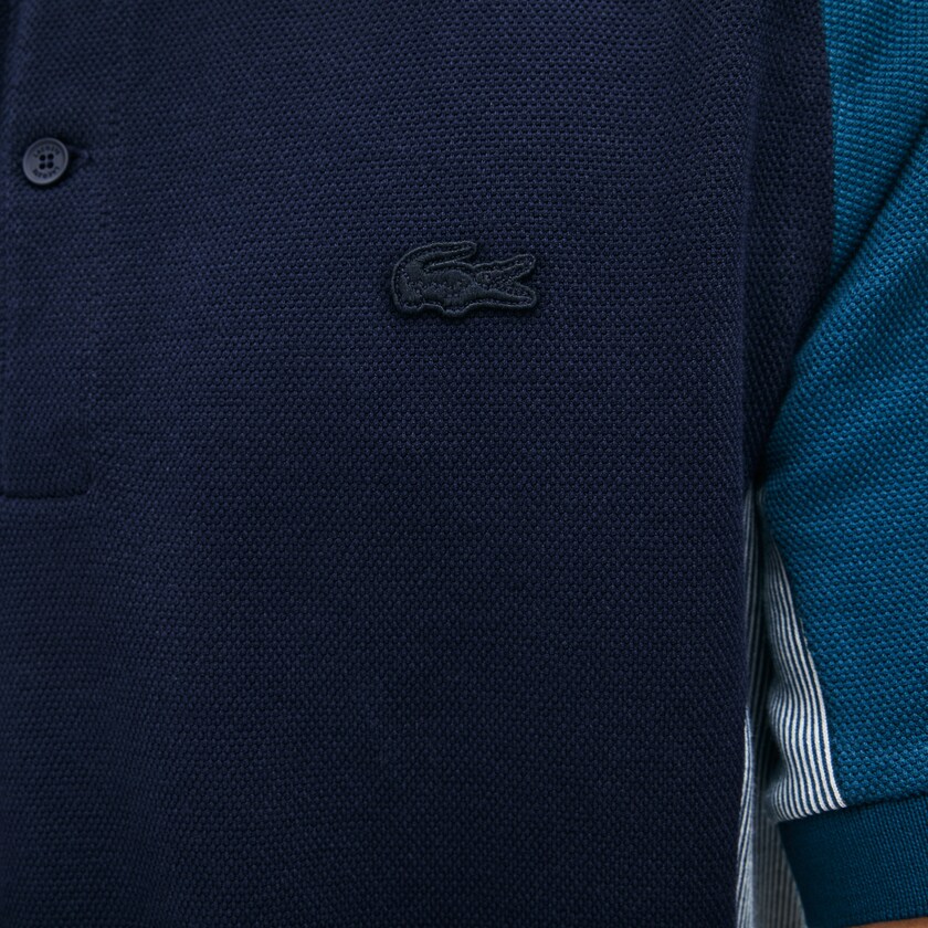Men's Lacoste Navy Blue / Grey / Navy Blue Shirts Colorblock Piqué Polo SL7-56205E0