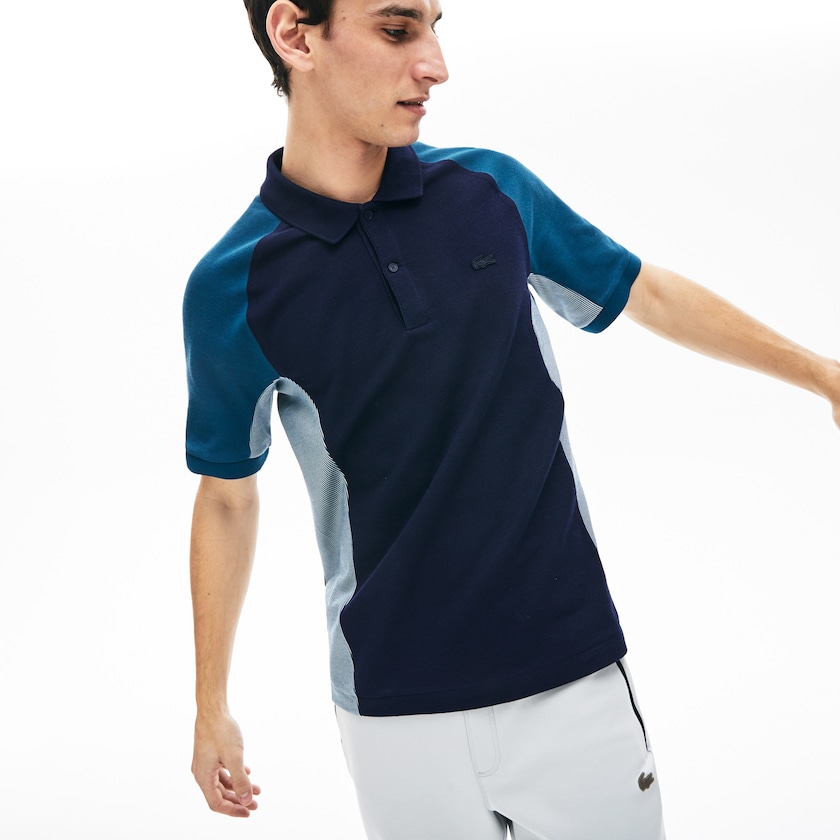 Men's Lacoste Navy Blue / Grey / Navy Blue Shirts Colorblock Piqué Polo SL7-56205E0