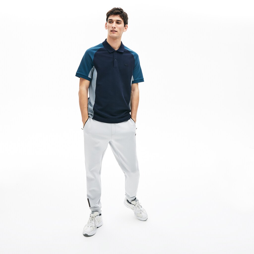 Men's Lacoste Navy Blue / Grey / Navy Blue Polo Shirts Colorblock Piqué ZU0-72947E2