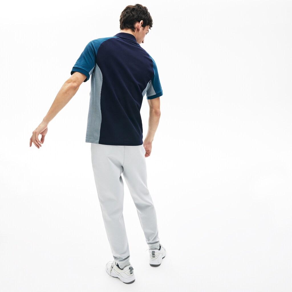 Men's Lacoste Navy Blue / Grey / Navy Blue Polo Shirts Colorblock Piqué ZU0-72947E2