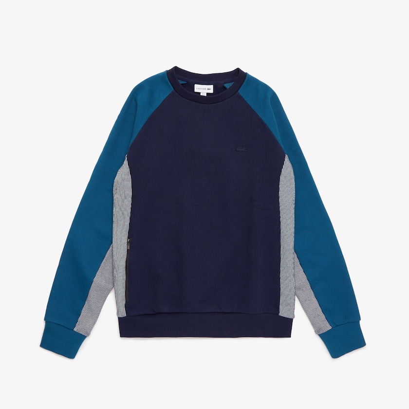 Men's Lacoste Navy Blue / Grey / Navy Blue Sweatshirts Motion Colorblock Crew Neck RI6-22282N9