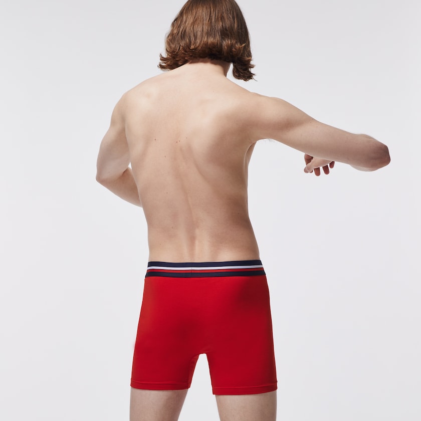 Men's Lacoste Navy Blue / Grey / Red Briefs Pack Of 3 Casual Boxers SP6-76807F8