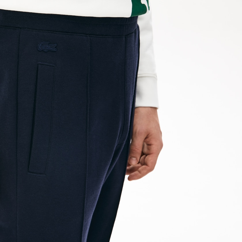 Men's Lacoste Navy Blue / Khaki Green Pants Pleated Cotton-Silk Track VC5-07420C8