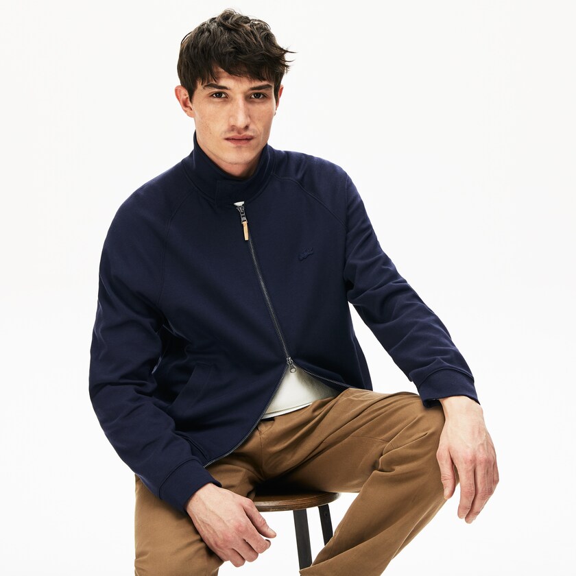 Men's Lacoste Navy Blue / Khaki Green Sweatshirts Zippered Solid KP3-45134O2