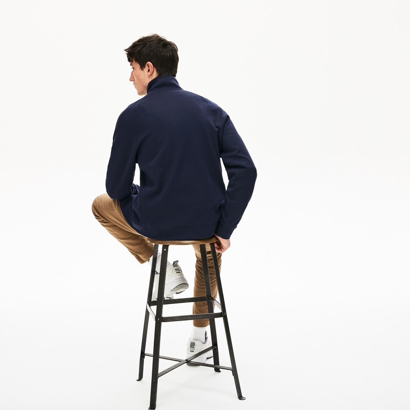 Men's Lacoste Navy Blue / Khaki Green Sweatshirts Zippered Solid KP3-45134O2