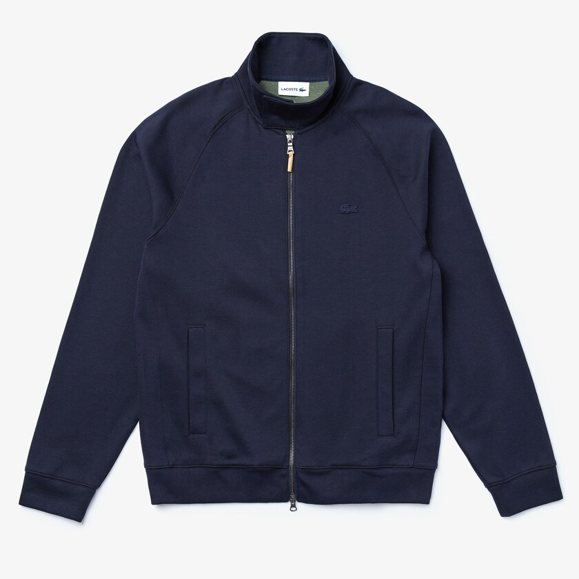 Men's Lacoste Navy Blue / Khaki Green Sweatshirts Zippered Solid KP3-45134O2