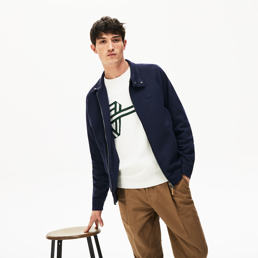 Men's Lacoste Navy Blue / Khaki Green Sweatshirts Zippered Solid KP3-45134O2