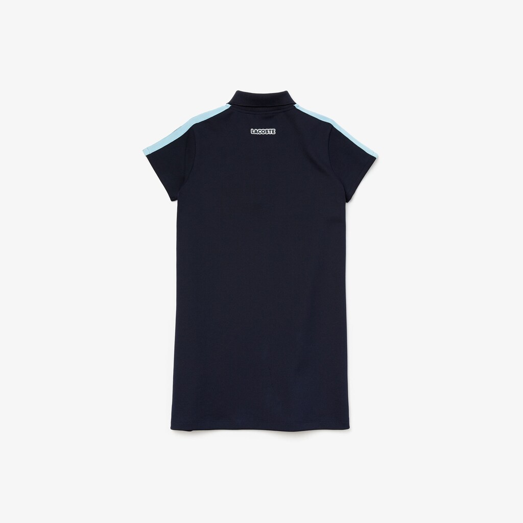 Kids' Lacoste Navy Blue / Pink / Blue Polo Dress Striped Band Stretch QL3-81118T3
