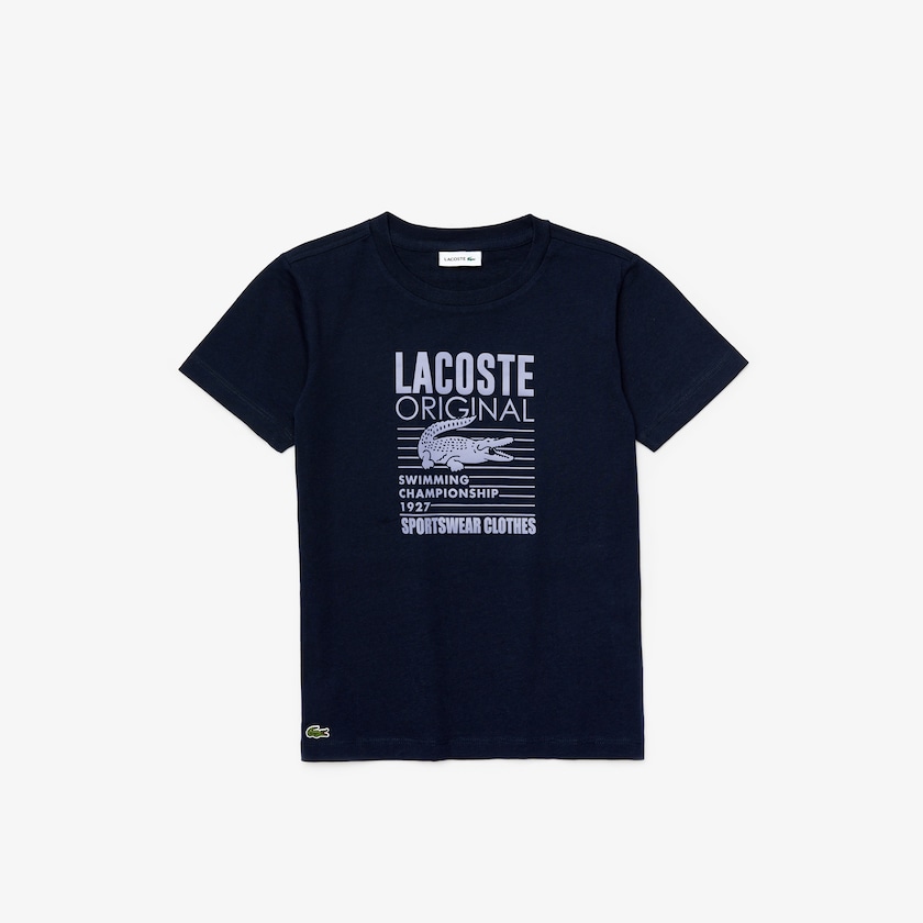 Kids' Lacoste Navy Blue / Purple T Shirts Original 1927 Print Cotton YH9-65816R8