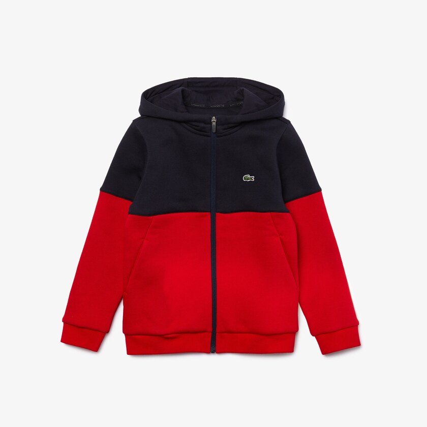 Kids' Lacoste Navy Blue / Red / White Jackets SPORT Colorblock Fleece Zip SO1-56865J6