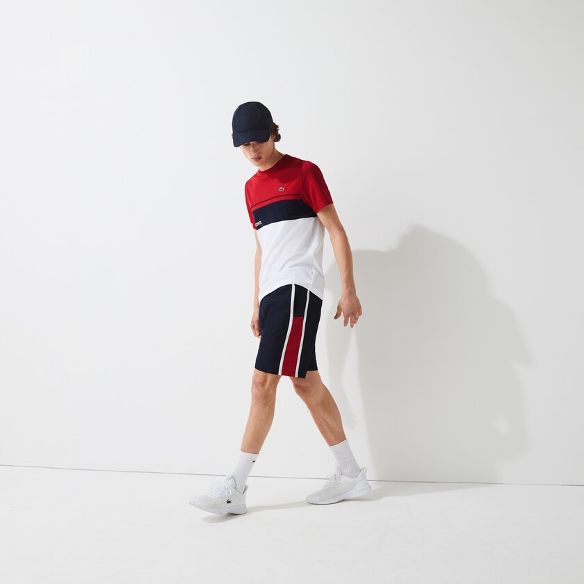 Men's Lacoste Navy Blue / Red / White Shorts SPORT Taffeta Tennis KA3-14221D2