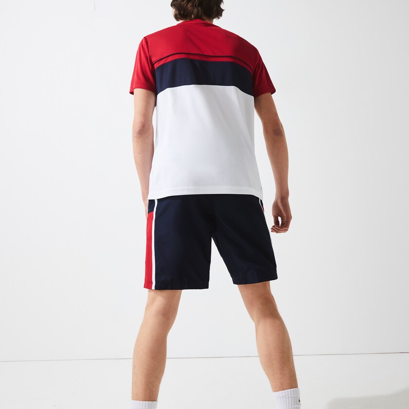 Men's Lacoste Navy Blue / Red / White Shorts SPORT Taffeta Tennis KA3-14221D2