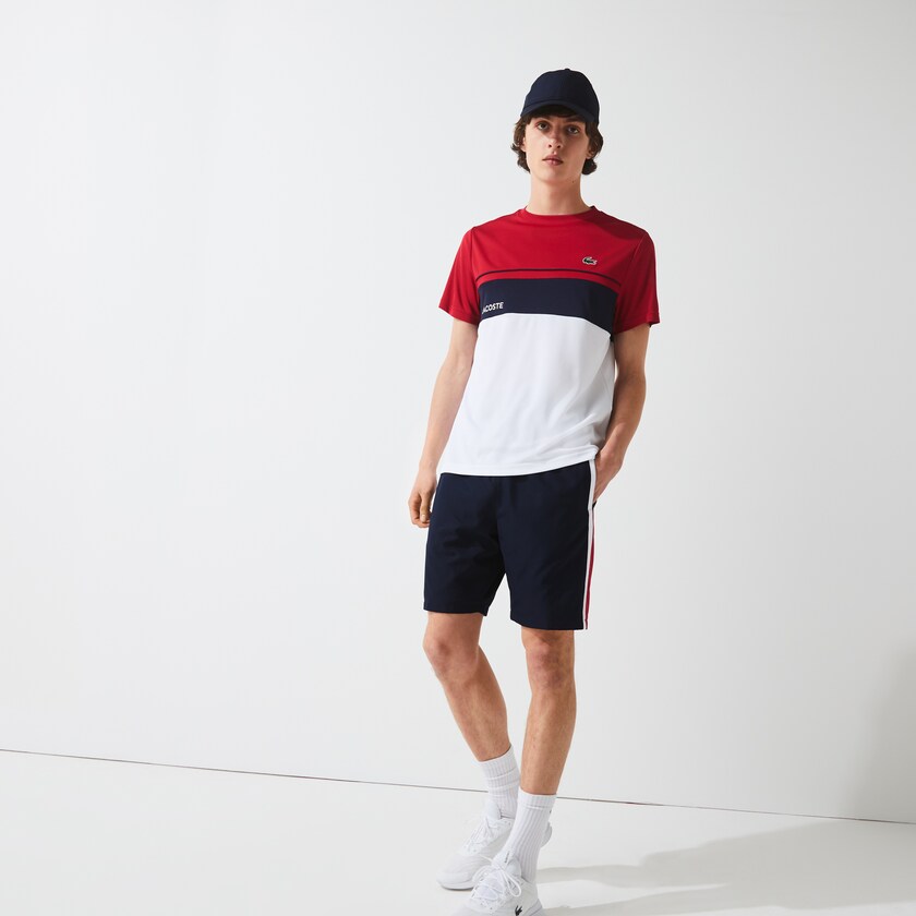 Men's Lacoste Navy Blue / Red / White Shorts SPORT Taffeta Tennis KA3-14221D2