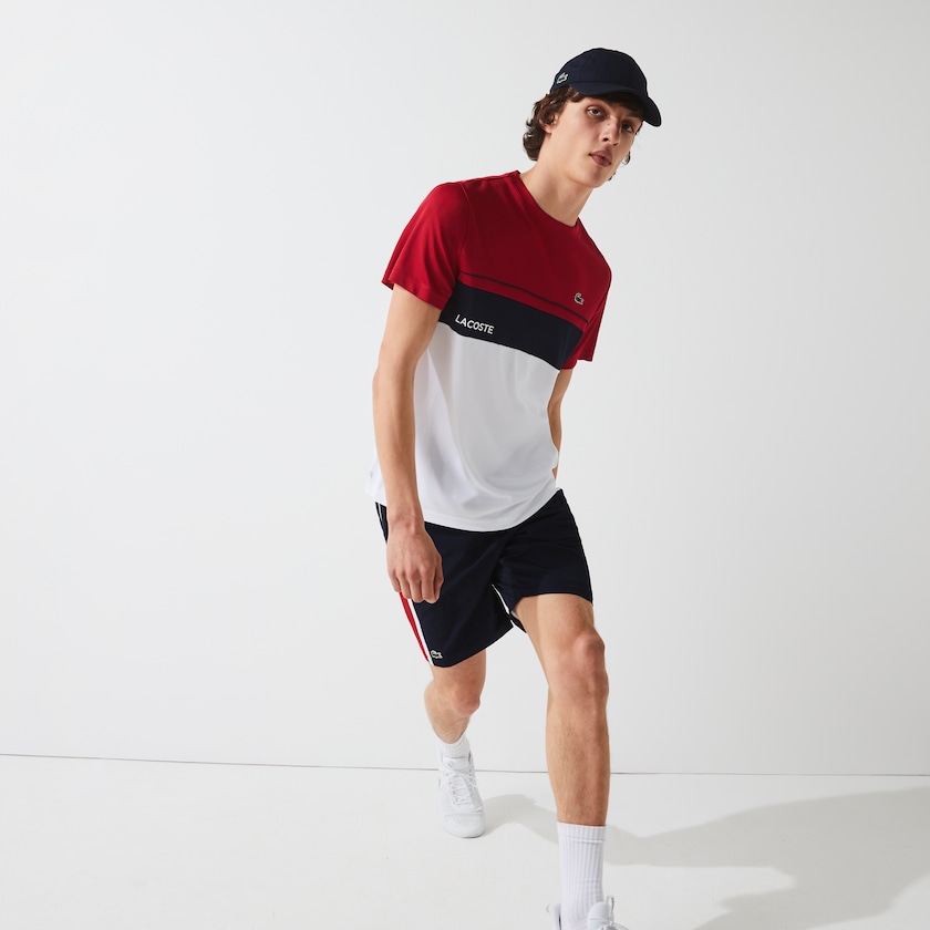 Men's Lacoste Navy Blue / Red / White Shorts SPORT Taffeta Tennis KA3-14221D2