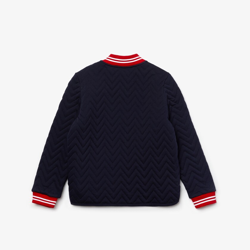 Kids' Lacoste Navy Blue / Red / White Jackets Striped Detail Zippered Quilted Cotton Teddy JW5-92989G4
