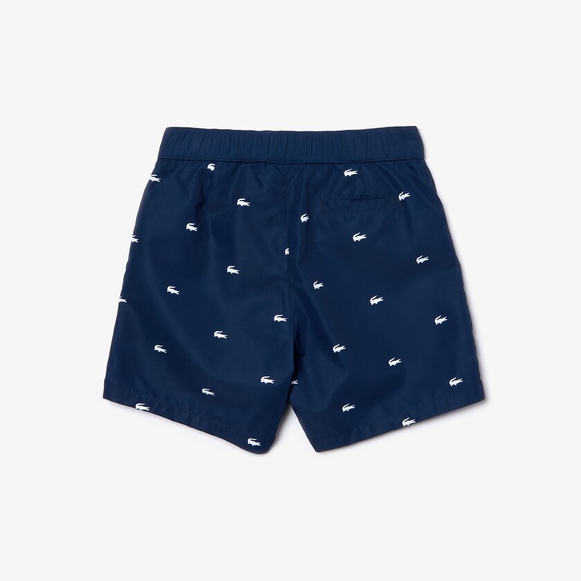 Kids' Lacoste Navy Blue / White Shorts All-Over Croc Swim Trunks PT8-06220W3