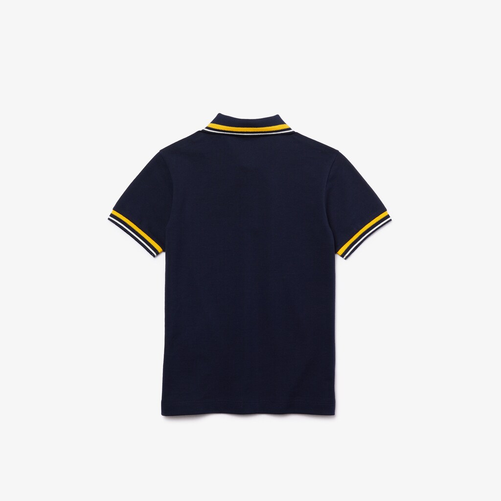 Kids' Lacoste Navy Blue / White Polo Shirts Contrast Detail Cotton Piqué BY0-60036U3