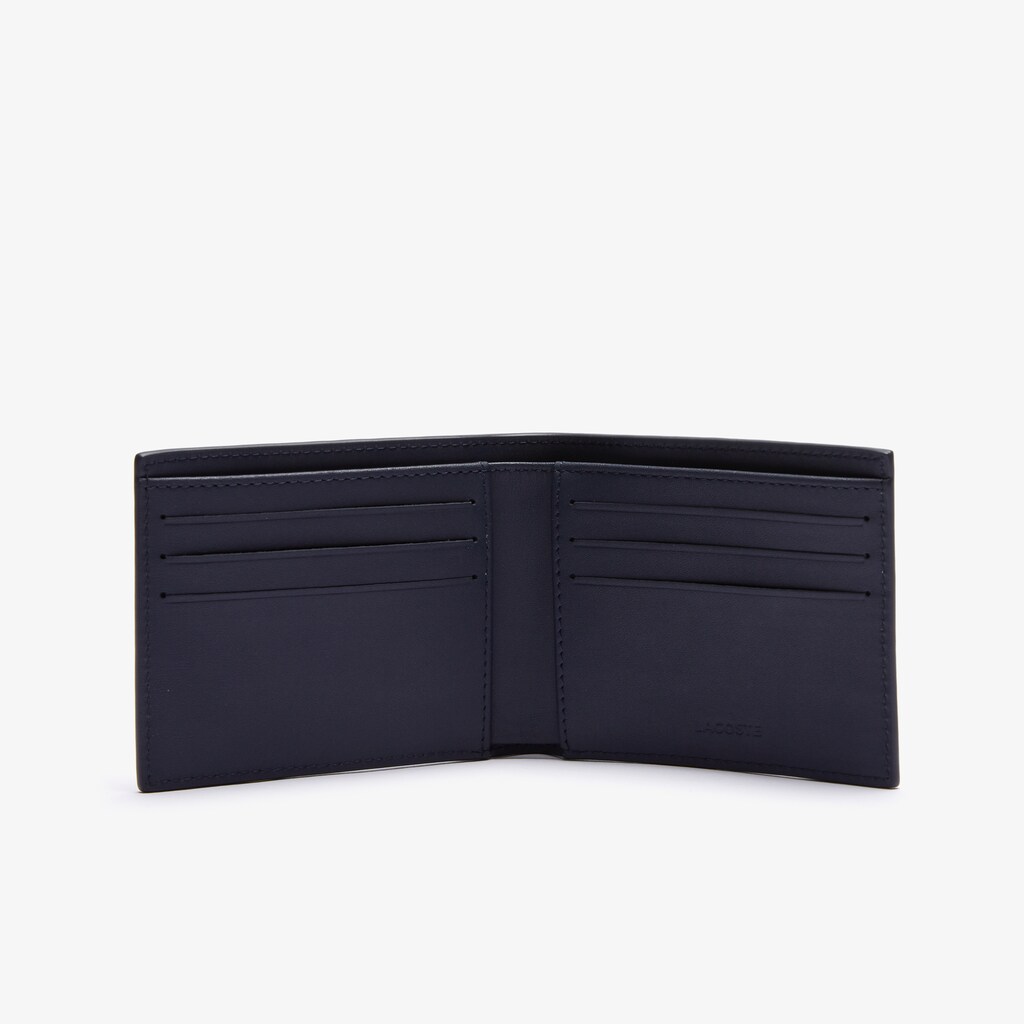 Men's Lacoste Navy Blue / White Wallets Fitzgerald Check-Effect Textured Leather NS7-77347O8
