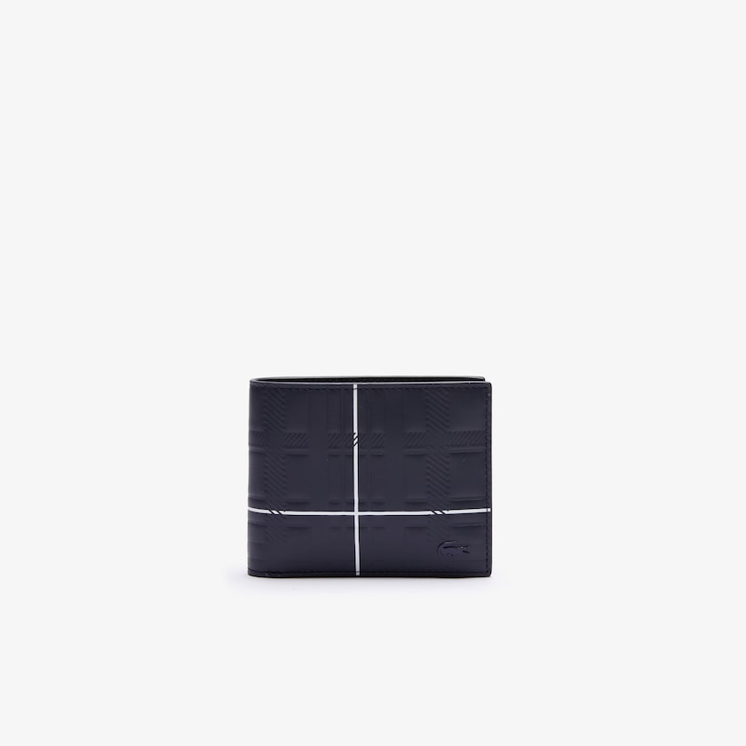 Men's Lacoste Navy Blue / White Wallets Fitzgerald Check-Effect Textured Leather NS7-77347O8