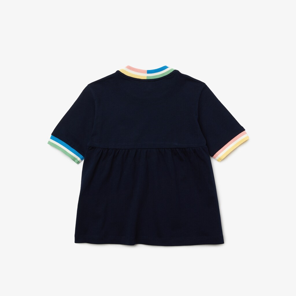 Kids' Lacoste Navy Blue / White T Shirts Flounced Cotton PM8-25522P8