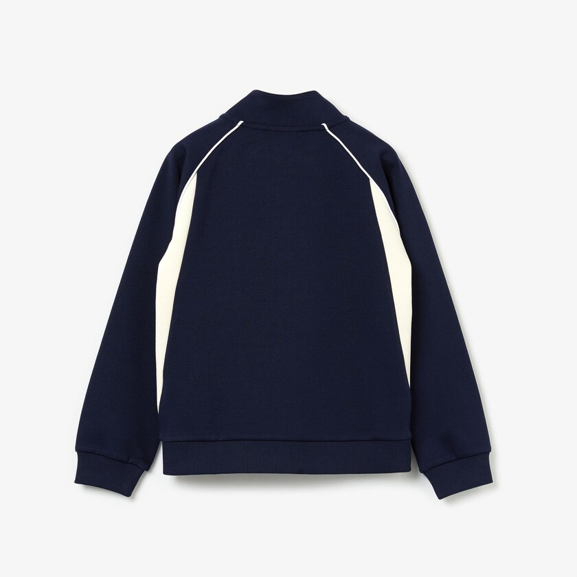 Kids' Lacoste Navy Blue / White Sweatshirts Full-Zip Contrast Side Panels Fleece WJ8-76357E8