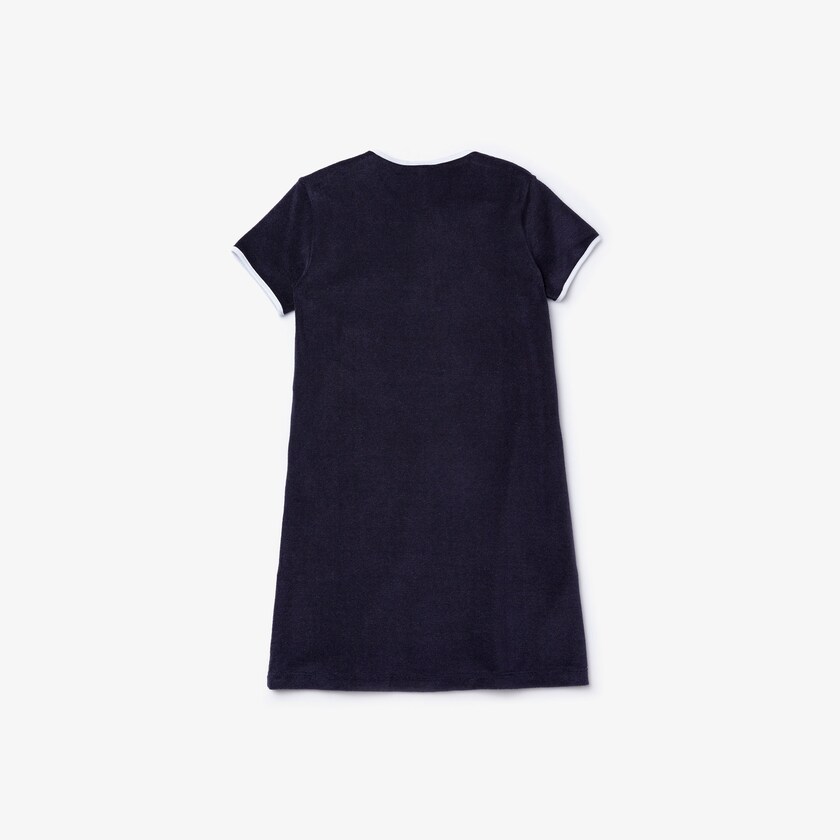 Kids' Lacoste Navy Blue / White Dress Heart Embroidery Henley VD6-75397K4
