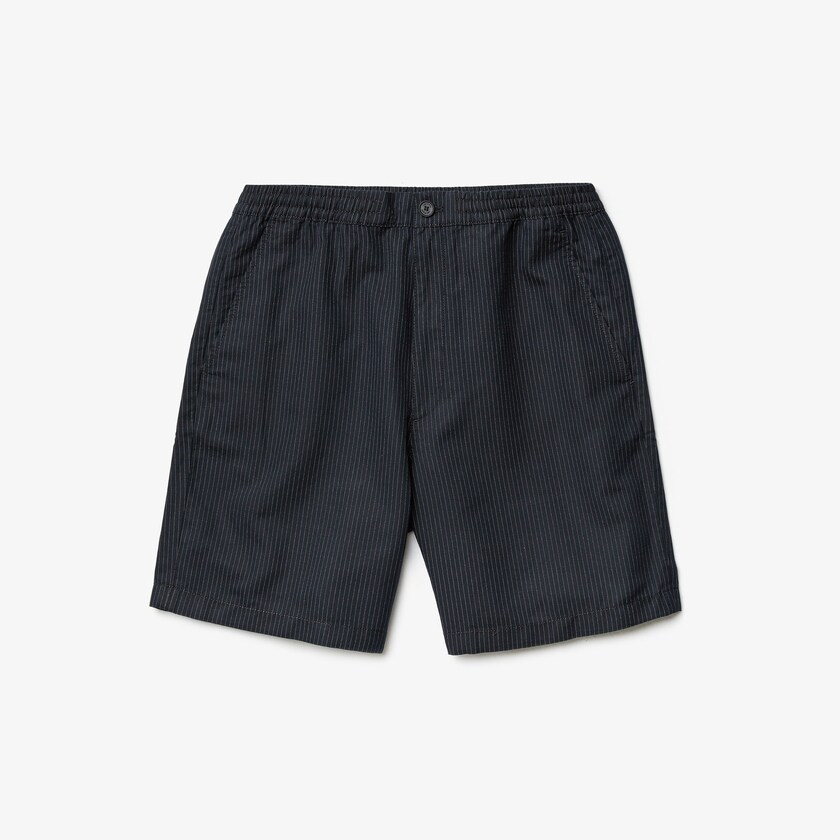 Men's Lacoste Navy Blue / White Shorts Pinstriped Linen- Blend Bermuda VZ3-86508U9