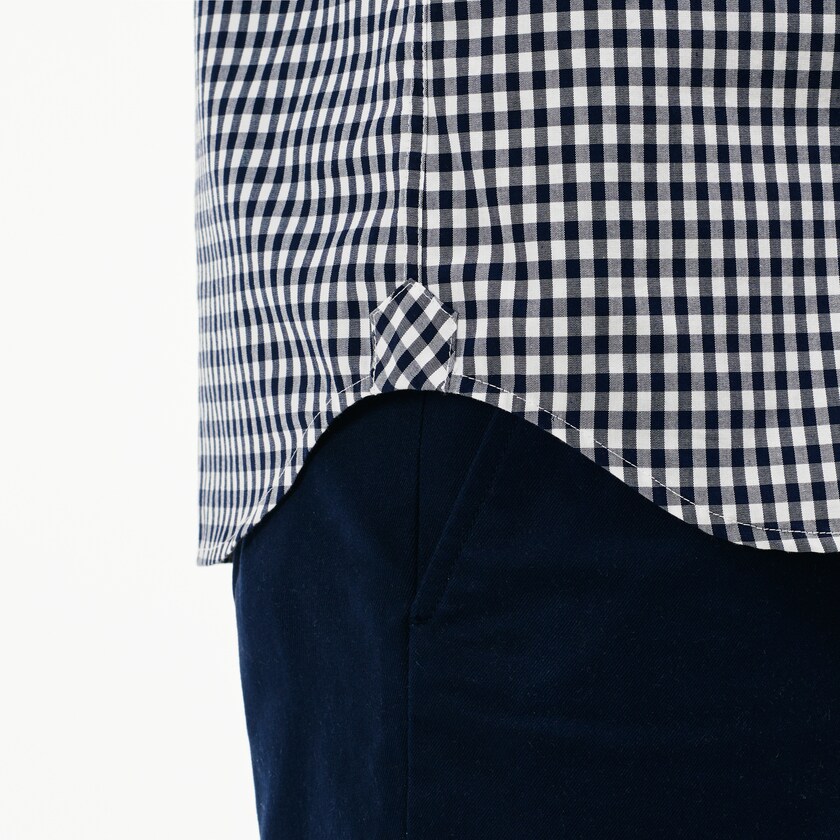Men's Lacoste Navy Blue / White Shirts Regular Fit Mini Check Poplin VB4-77317X3
