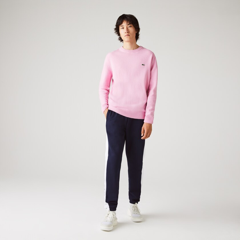 Men's Lacoste Navy Blue / White Pants SPORT Bicolour Fleece Jogging CC1-03280K4
