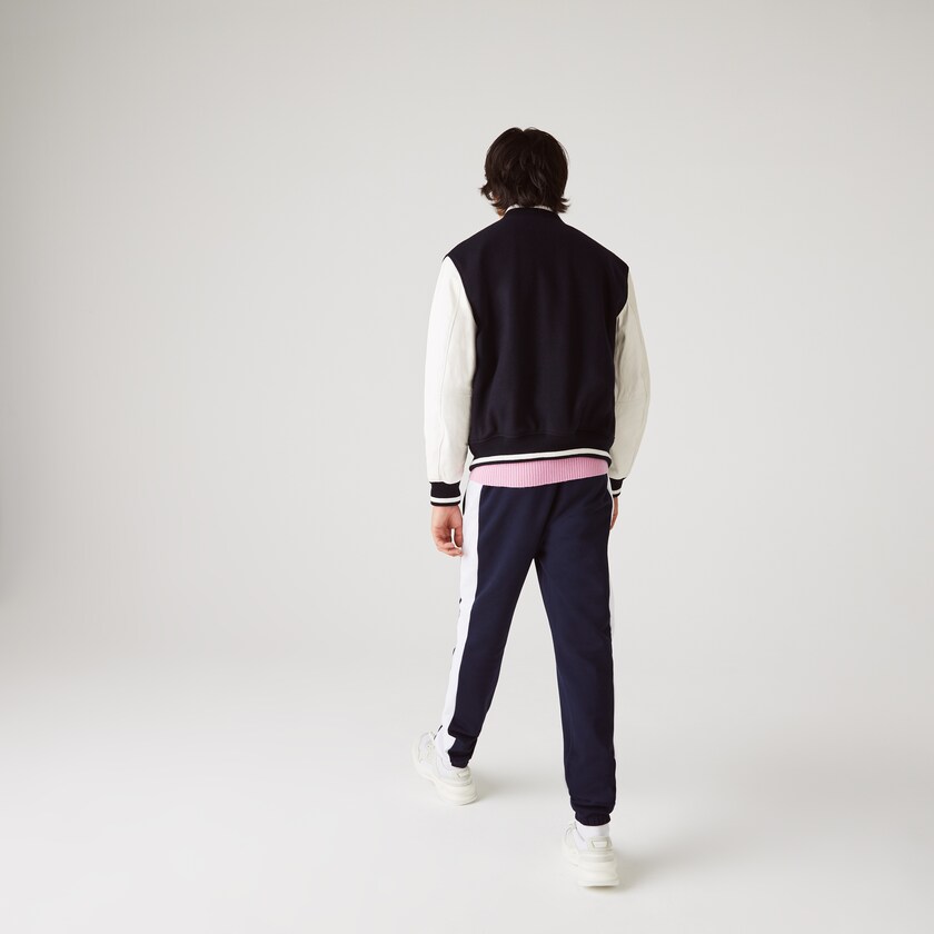 Men's Lacoste Navy Blue / White Pants SPORT Bicolour Fleece Jogging CC1-03280K4