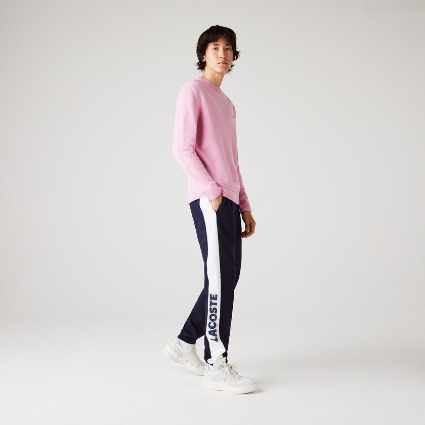 Men's Lacoste Navy Blue / White Pants SPORT Bicolour Fleece Jogging CC1-03280K4