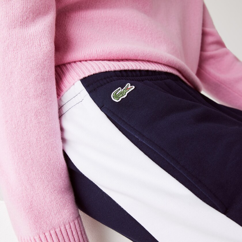 Men's Lacoste Navy Blue / White Pants SPORT Bicolour Fleece Jogging CC1-03280K4