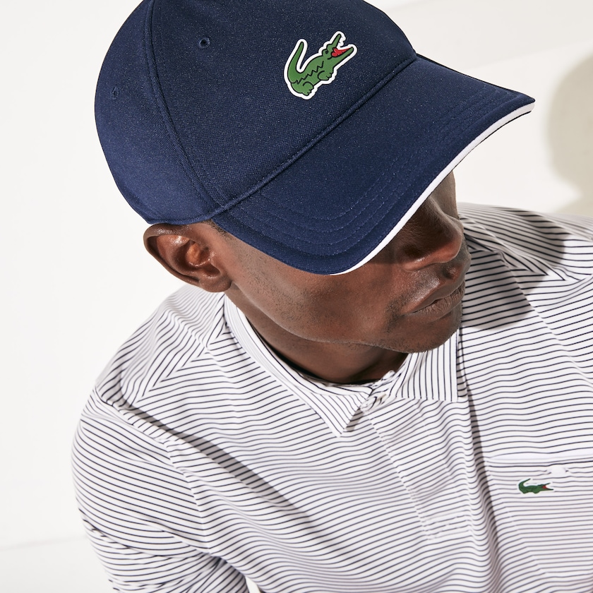 Men's Lacoste Navy Blue / White Caps SPORT Breathable Piqué Golf RN7-98799Y5