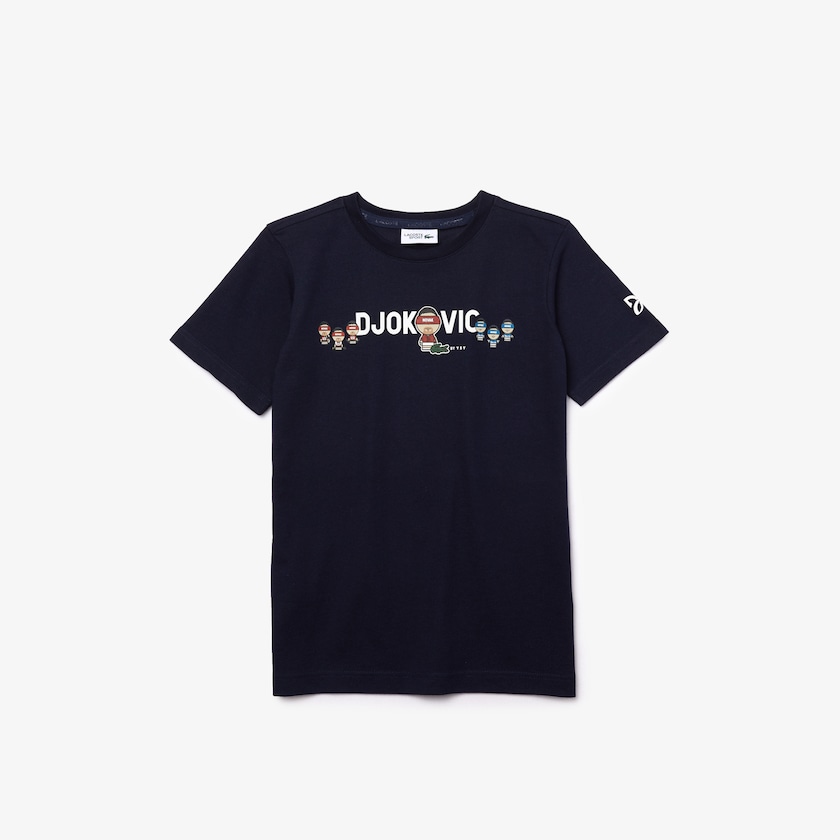 Kids' Lacoste Navy Blue / White T Shirts SPORT Collab Youssef Sy Print RF0-87328Y6